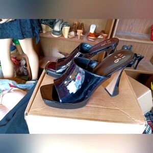 Black Patent platform heels